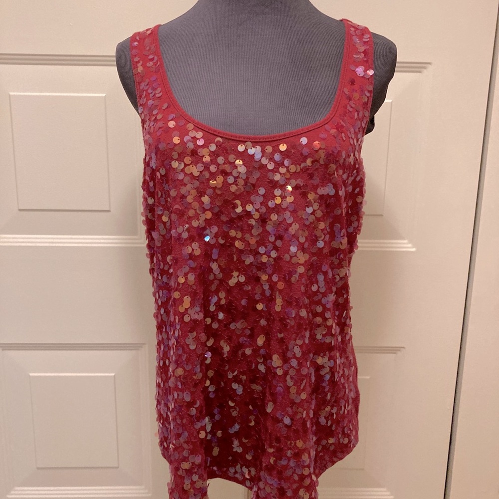 SPARKLY red tank top, women’s size L